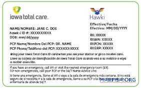Realistic Iowa health insurance card example
